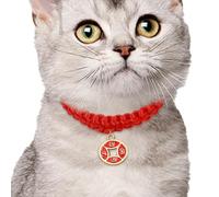 Collier tissé pour chat, collier pour chien tissé pour grands chiens - Collier de chaton du Nouvel An - Tenue de chat réglable collier de chat rouge accessoires en tissu pour chien pour anniversaire d
