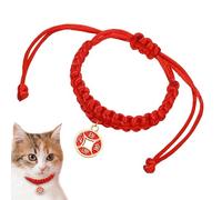 Collier tissé pour chat - Collier pour chiot du Nouvel An chinois - Écharpe réglable pour animal de compagnie - Cache-cou d'hiver pour chien - Costume rouge pour petits animaux de compagnie