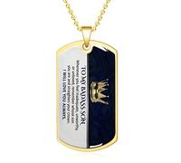Collier « To my badass Son Daughter », Straighten Your Crown Dog Tag. Ce collier personnalisé de maman et papa est le cadeau parfait pour les anniversaires, les vacances et Noël., Argent sterling, Pas