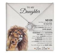 Collier « To My Daughter » de la part d'un papa avec message sincère, cadeau d'anniversaire pour fille adulte, collier pour père fille, cadeau pour ma fille, 1, Acier inoxydable, Zircone cubique