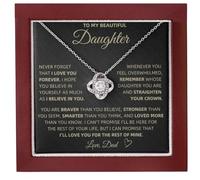 Collier « To My Daughter » de la part d'un papa avec message sincère, cadeau d'anniversaire pour fille adulte, collier pour père fille, cadeau pour ma fille, 1, Acier inoxydable, Zircone cubique