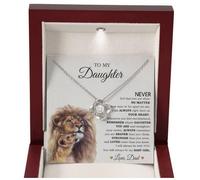 Collier « To My Daughter » de la part d'un papa avec message sincère, cadeau d'anniversaire pour fille adulte, collier pour père fille, cadeau pour ma fille, 1, Acier inoxydable, Zircone cubique