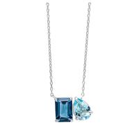 Collier Toi Et Moi En Topaze Bleue En Or Blanc 9 Carats