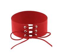 Collier touché velours a laçage Rouge