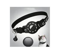 Collier Traceur Chat Réfléchissant Noir - Compatible Google Find My, Boucle Sécurité, Réglable 18-33 cm