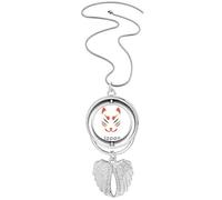 Collier traditionnel japonais avec pendentif en forme de tête de renard et ailes d'ange