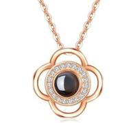 Collier trèfle à quatre feuilles « Dich ich Liebe » en 100 langues gravé, collier d'amour pour petite amie, cadeaux pour femme, fête des mères, Saint-Valentin, Noël, mittelgroße, bronze, Mittelgroße