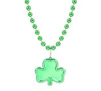 Collier trèfle vert de la Saint-Patrick avec perles vertes Décoration de fête irlandaise Verre porte-bonheur Vert