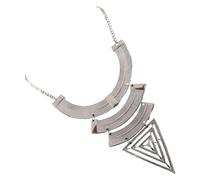 Collier triangle géométrique argenté, chaîne multicouche, ras du cou ethnique tribal, bijou bohème pour femme, pendentif original au charme rétro chic, facile à porter au quotidien
