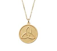 Collier Triquetra en argent sterling 925 plaqué or 22 mm | LK_NLC_01495 | Pendentif rond à nœud trinité avec chaîne câble de 45 cm bijou symbolique et précieux cadeau pour hommes et femmes.