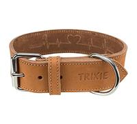 Collier TRIXIE Rustic en cuir gras - Taille M - Tour de cou 38 - 47 cm - Anneau en D protégeant la gorge - marron - 19015