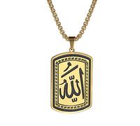 Collier UNIFT Allah pour Homme Femme en Acier Inoxydable, Charm Chic Islamique Musulman (Médaillon) Pendentif en Arabe Bijoux, One Size, Acier inoxydable, Pas de pierre précieuse