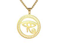 Collier UNIFT avec croix Ankh et œil d'Horus en acier inoxydable pour homme et femme - Collier amulette avec pendentif double aile égyptienne - Bijoux anciens égyptiens avec signe de vie Ankh |