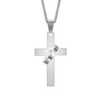 Collier unique en acier inoxydable noir ou argenté avec pendentif halo punk hip-hop pour homme et femme en acier titane chrétien long pendentif bijoux cadeaux pour lui (argent)