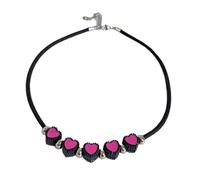 Collier unique en corde noire avec pendentif en forme de cœur - Chaîne de clavicule douce et cool - Bijou exquis en forme de cœur - Collier rouge