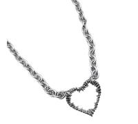Collier unique en forme d'épine en forme de cœur, bijoux assortis à la mode pour les couples, chaîne en alliage élégante, parfaite pour les tenues quotidiennes, pendentif d'amour en alliage, One Size