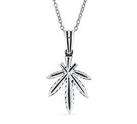 Bling Jewelry Collier Unisexe Avec Pendentif En Forme De Feuille De Cannabis Pour Le Chanvre Collier Western Pour Hommes Femmes En Argent 925 Oxydé Avec Chaîne