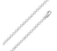 Collier unisexe en argent sterling 925 de 1,3/1,7/2,0/2,9/3,3 mm - Chaîne maille jaseron - 40,6 cm, 45,7 cm, 50,8 cm, 61,6 cm, 71,6 cm, 71,6 cm, Métal,