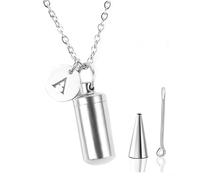 Collier urn de crémation pour Cendres, Collier Pendentif flacal de Cylindre avec Lettre de Charme Initial crémation commémorative de Souvenirs Bijoux pour Les Femmes ui