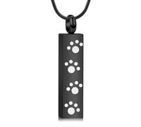 Collier urne avec empreinte de patte pour cendres pour homme et femme - Bijoux funéraires - Barre commémorative pour humain/animal de compagnie, Acier inoxydable, Pas de gemme