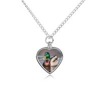 Collier urne canard colvert pour chien, chat, cendres, cœur, animal de compagnie, souvenir de crémation étanche, pendentif commémoratif, bijoux pendentifs cadeaux pour femmes et hommes