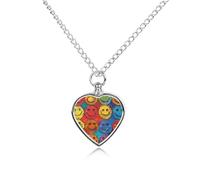Collier urne coloré avec visage heureux pour chien, chat, cendres, cœur, animaux domestiques, pendentif funéraire, étanche, bijoux commémoratifs, cadeaux pour femmes et hommes
