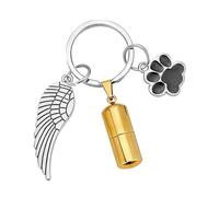 Collier urne cylindrique en acier inoxydable avec pendentif en forme de cylindre - Ornement commémoratif - Décoration de porte-clés - Souvenir humain