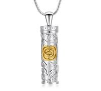 Collier urne cylindrique en forme de rose pour cendres, pendentif pour humain