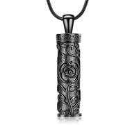 Collier urne cylindrique en forme de rose pour cendres, pendentif pour humain