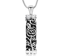 Collier urne cylindrique en forme de rose pour cendres, pendentif pour humain