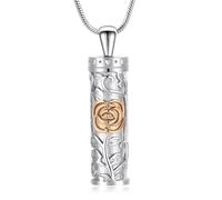 Collier urne cylindrique en forme de rose pour cendres, pendentif pour humain