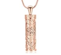 Collier urne cylindrique en forme de rose pour cendres, pendentif pour humain