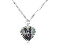 Collier urne de berger allemand noir pour chien, chat, cendres, cœur, animal de compagnie, souvenir de crémation, pendentif étanche, bijoux commémoratifs, cadeaux pour femmes et hommes