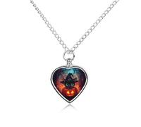 Collier urne d'Halloween en forme de citrouille et chat noir pour chien, chat, cendres, cœur, animal de compagnie, souvenir de crémation, pendentif étanche, bijoux commémoratifs, cadeaux pour femmes