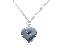 Collier urne Eagles Fly in The Valley pour cendres d'animaux domestiques - Pendentif commémoratif imperméable en forme de cœur avec kit de remplissage - Chaîne réglable de 70,1 cm - Bijou souvenir