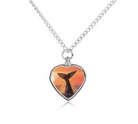 Collier urne en forme de baleine à bosse au coucher du soleil pour chien, chat, cendres, cœur, animal de compagnie, souvenir de crémation, pendentif étanche, bijoux commémoratifs, cadeaux pour femmes