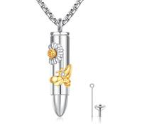 Collier urne en forme de balle pour cendres en argent sterling 925 avec pendentif marguerite abeille