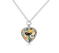 Collier urne en forme de chat d'art moderne du milieu du siècle pour chien, chat, cendres, cœur, animal de compagnie, souvenir de crémation, pendentif étanche, bijoux commémoratifs, cadeaux pour