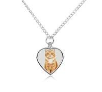 Collier urne en forme de chat roux pour chien, chat, cendres, cœur, animal domestique, souvenir de crémation, pendentif étanche, bijoux commémoratifs, cadeaux pour femmes et hommes