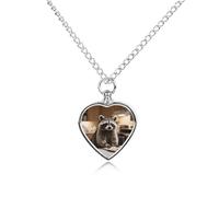 Collier urne en forme de raton laveur pour nourriture pour animaux domestiques - Pendentif commémoratif imperméable en forme de cœur avec kit de remplissage - Chaîne réglable de 70,1 cm - Bijou