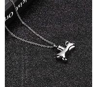 Collier Urne en Forme d'Os pour Animaux, Pendentif Commémoratif Argenté | Souvenirs près du cœur, acier titane antirouille, kit entonnoir inclus pour remplir facilement