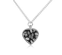 Collier urne en jacquard noir et gris avec pendentif en forme de cœur imperméable avec kit de remplissage, chaîne réglable de 70,1 cm, bijou souvenir pour chien, chat, cadeau de condoléances pour les