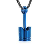 Collier urne funéraire à piston en acier inoxydable pour homme, souvenir souvenir pour cendres, Petit, 316L, Cristal