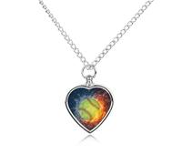 Collier urne funéraire en forme de balle molle orange sur le feu et l'eau pour cendres d'animaux de compagnie - Pendentif en forme de cœur - Bijou souvenir pour animal domestique - Collier pour