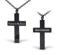 Collier urne funéraire en forme de croix pour cendres - Pierre de naissance - Collier souvenir pour homme et femme - Avec entonnoir - Cadeau commémoratif pour animal de compagnie éternel dans mon cœur