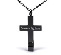 Collier urne funéraire en forme de croix pour cendres - Pierre de naissance - Collier souvenir pour homme et femme - Avec entonnoir - Cadeau commémoratif pour animal de compagnie éternel dans mon cœur
