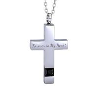 Collier urne funéraire en forme de croix pour cendres - Pierre de naissance - Collier souvenir pour homme et femme - Avec entonnoir - Cadeau commémoratif pour animal de compagnie éternel dans mon cœur