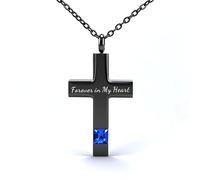 Collier urne funéraire en forme de croix pour cendres - Pierre de naissance - Collier souvenir pour homme et femme - Avec entonnoir - Cadeau commémoratif pour animal de compagnie éternel dans mon cœur