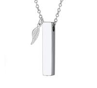 Collier urne funéraire galvanisé avec médaillon en forme d'aile angélique pour cendres commémoratives pour animaux de compagnie