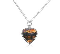 Collier urne funéraire personnalisable pour cendres de chien et chat avec pendentif en forme de cœur et sommets enneigés - Le soleil couchant brille sur les sommets enneigés